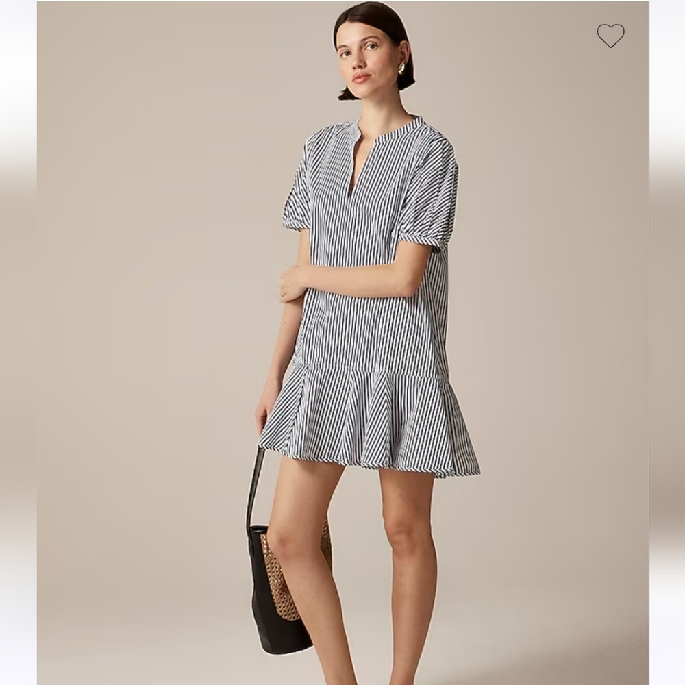 J.Crew Delilah dress in striped cotton poplin$158 Dark Evening blue XS *FLAW*